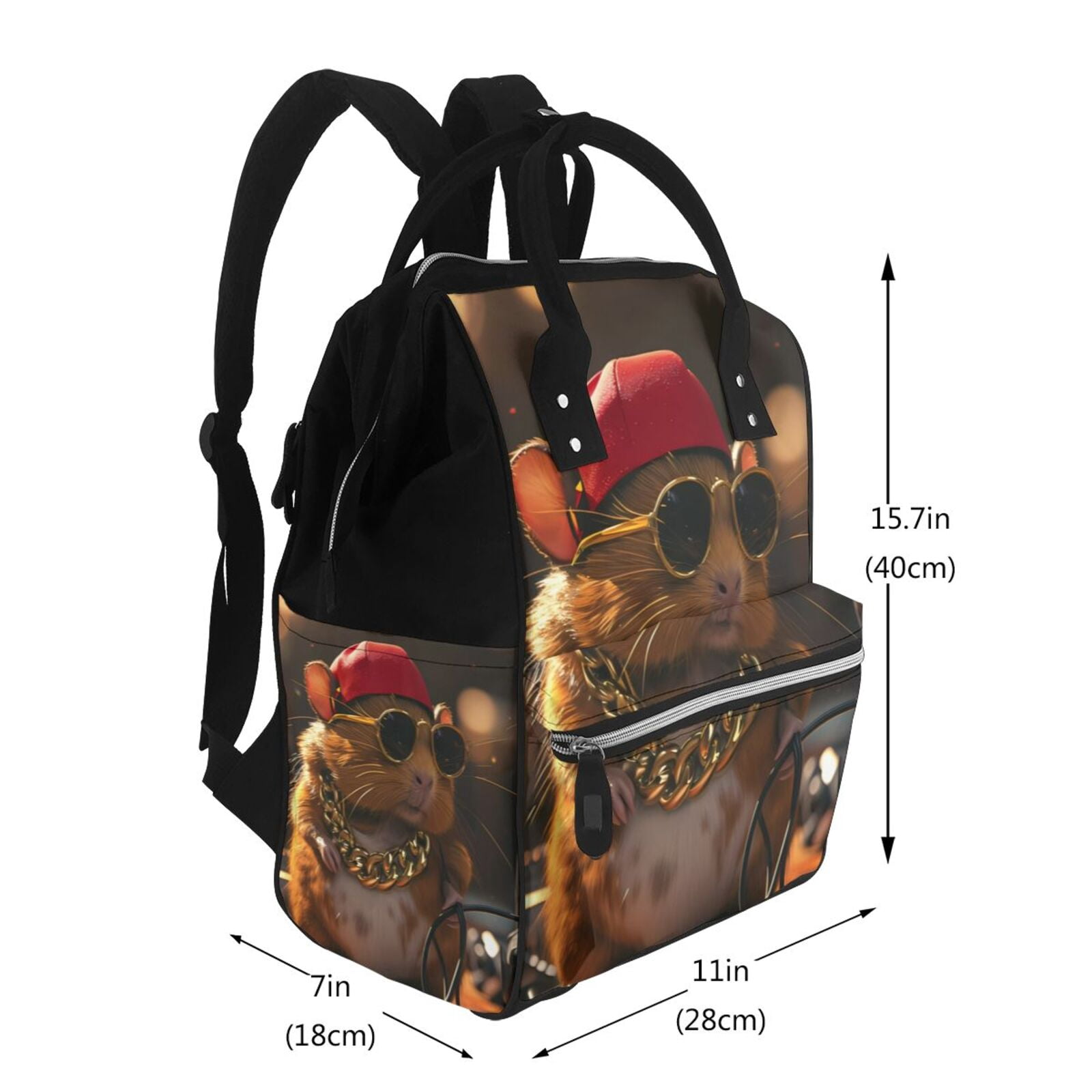 Fuzoiu Hip-Hop Guinea Pig. Print Diaper Bag Backpack,Baby Essentials Travel Tote,Multi function Waterproof Diaper Bag, Travel Essentials Baby Bag - Unisex