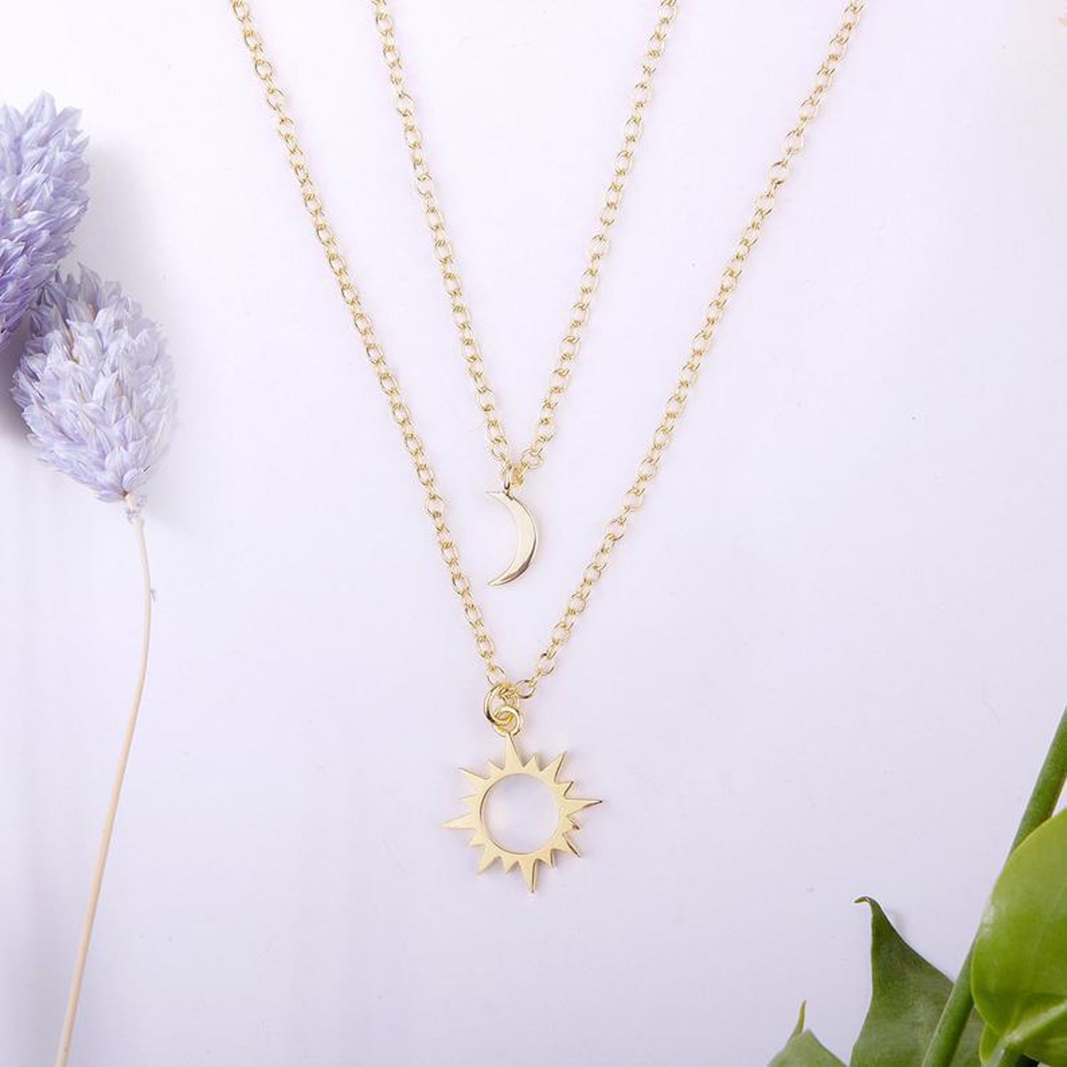 Sun Moon Necklace for Women Girls Best Friend Necklace for 2