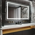 thumbnail image 2 of LED Bathroom Mirror with Front and Backlit Lights,Anti-Fog Lighted Vanity Mirror,Large Dimmable Wall Mirrors,3-Color Modes,Shatter-Proof,Horizontal/Vertical Makeup Mirror,Double LED Vanity Mirror, 2 of 9
