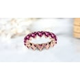 thumbnail image 2 of Rhodolite Garnet Engagement Band Ring For Women Heart Shaped Wedding Gift Silver Eternity, 2 of 4