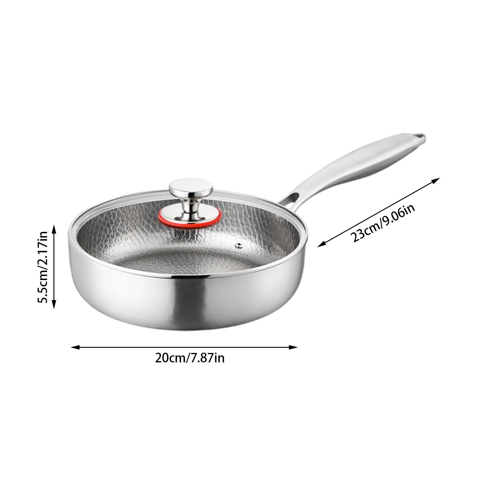 Titanium Non Stick Frying Pan, Advanced Scratch Resistant Cookware Without Coating, Ultra-Durable Pure Nonstick Skillet with Lid,Compatible for Gas Ceramic & Electric Cooktops