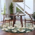 thumbnail image 5 of Spring White Floral Round Rug 5ft Washable Circle Kitchen Rugs Non Slip Abstract Oil Painting Plant Large Area Rug Indoor Floor Carpet for Bedroom Living Room Home Office Dining Room Nursery, 5 of 8