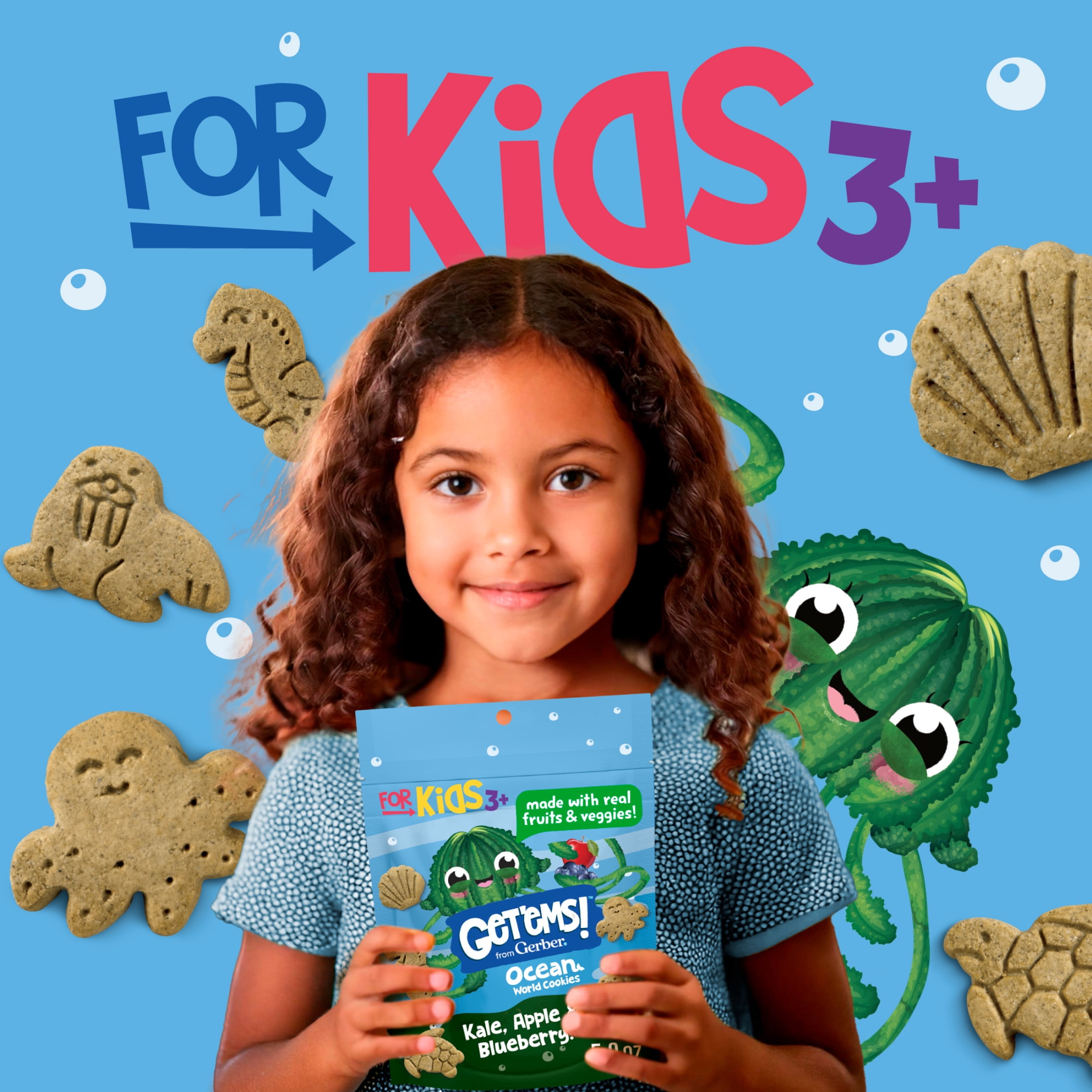 Get'ems from Gerber Kale, Apple & Blueberry Cookies, Kids Snack Made with Real Veggies & Fruits, Iron & Vitamin E