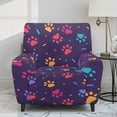thumbnail image 2 of HELLHERO Dog Paw Print Couch Cover for Reclining Couch 1 Cushion Reclining Sofa Cover for Lazyboy Anti-Dust Non Slip Recliner Slipcovers, Purple, 2 of 8