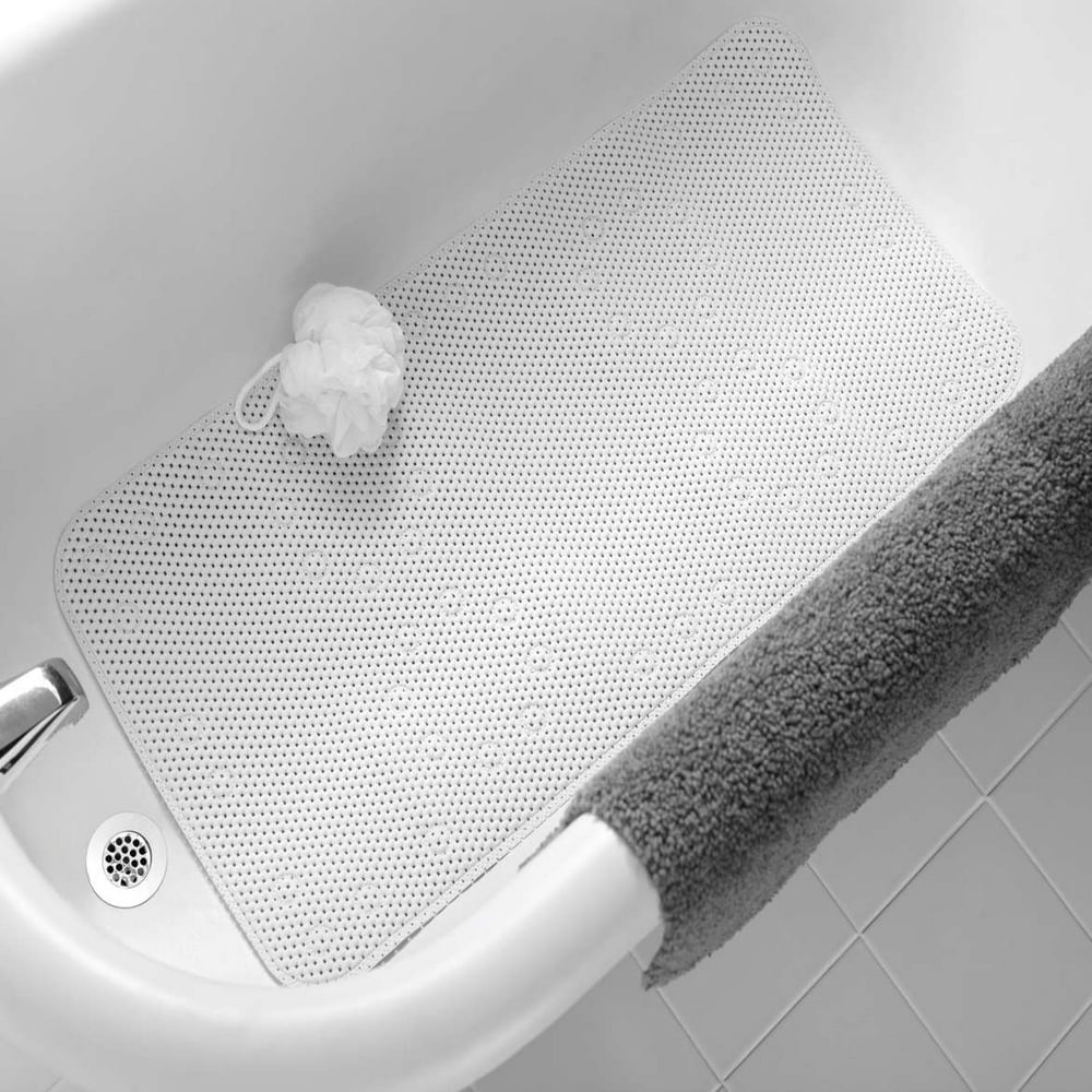 Mainstays Softex Designer Cushion 17 In. x 36 In. Bath Mat, White