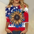 thumbnail image 2 of GERsome Womens American Flag T Shirts 4th of July Tops USA Graphic Crewneck Shirts Casual 3/4 Sleeve American Proud Tops S-3XL, 2 of 5