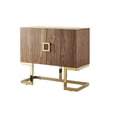 thumbnail image 2 of Salim Walnut Gold Accent Cabinet - 2 Doors 2 Adjustable Shelves 4 Compartments, Walnut Veneer Finish, Polished Stainless Steel Base, 2 of 10