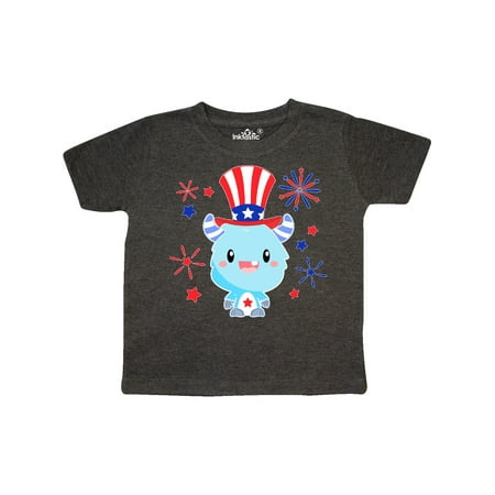 

Inktastic 4th of July Cute Monster with Blue and Red Fireworks Gift Toddler Boy or Toddler Girl T-Shirt