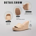 thumbnail image 5 of Leozcaa Platform Slip on Espadrille Sandals for Women Wedges Slides Bohemia Flatform Open Toe Beach Sandals, 5 of 9