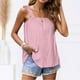 thumbnail image 2 of Más Tamaño Camisetas Sin Mangas Para Las Mujeres Chaleco de tirantes de color sólido para mujer Top sin mangas suelto con cuello cuadrado Lindo verano (Hot Pink, M), 2 of 6