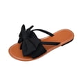 thumbnail image 2 of Miluxas Women's Solid Color Bow Flat Sandals Slip On Open Toe Flip Flops Slide Sandal Black 6(37), 2 of 9