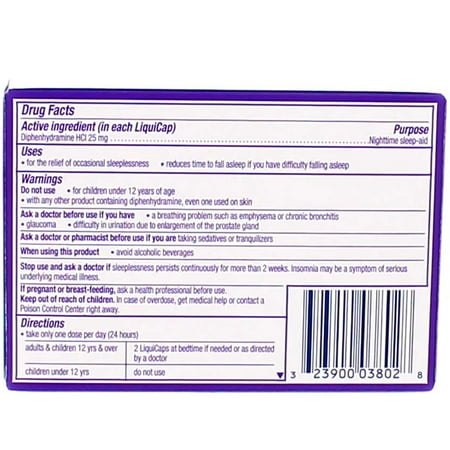 Vicks ZzzQuil Nighttime Sleep Aid, Diphenhydramine HCl, 12 Liquicaps