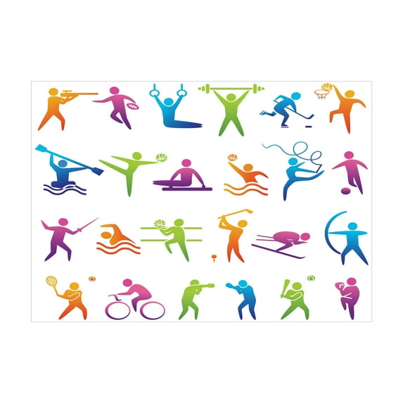 Ambesonne Sports Jigsaw Puzzle, Sport Stick Man, Heirloom-Quality Fun Activity for Family Durable Cardboard, 1000 pcs, Multicolor