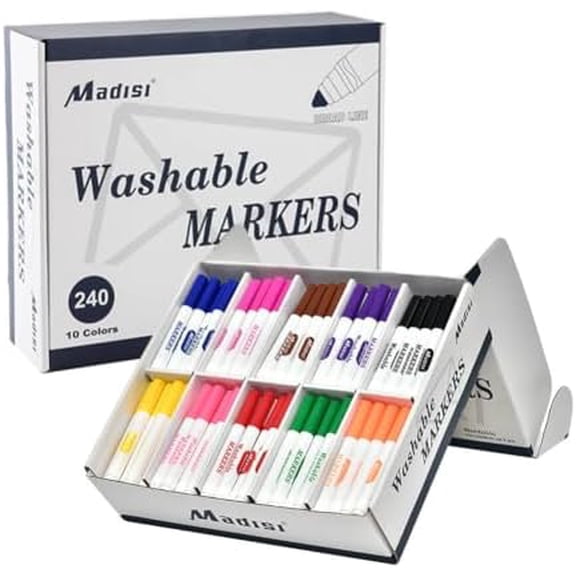 Washable Markers, Broad Line Markers, Assorted Colors, Classroom Bulk Pack, 240 Count$$Office