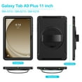 thumbnail image 3 of Kids Friendly Rugged Case for Samsung Galaxy Tab A9+ 11.0" 2023 SM-X210 / SM-X215 / SM-X216, Built-in 360° Rotatable Stand-Hand/Pencil Holder Heavy Duty Protection Cover for Tab A9+, Black, 3 of 18
