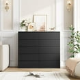 thumbnail image 4 of Black Dresser, 5 Drawer Dresser Tall Black Dresser with Large Storage Space, Modern Storage Chest of Drawers, 23.6L x 17.6W x 39.1H Inch Storage Organizer Cabinet for Home, Black, 4 of 17