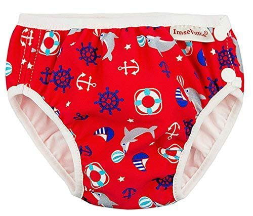 Imse Vimse Reusable Swim Diaper for Baby and Toddler Girls with Ruffle and Snaps Pink Sea Life, SL 28-37 lbs 