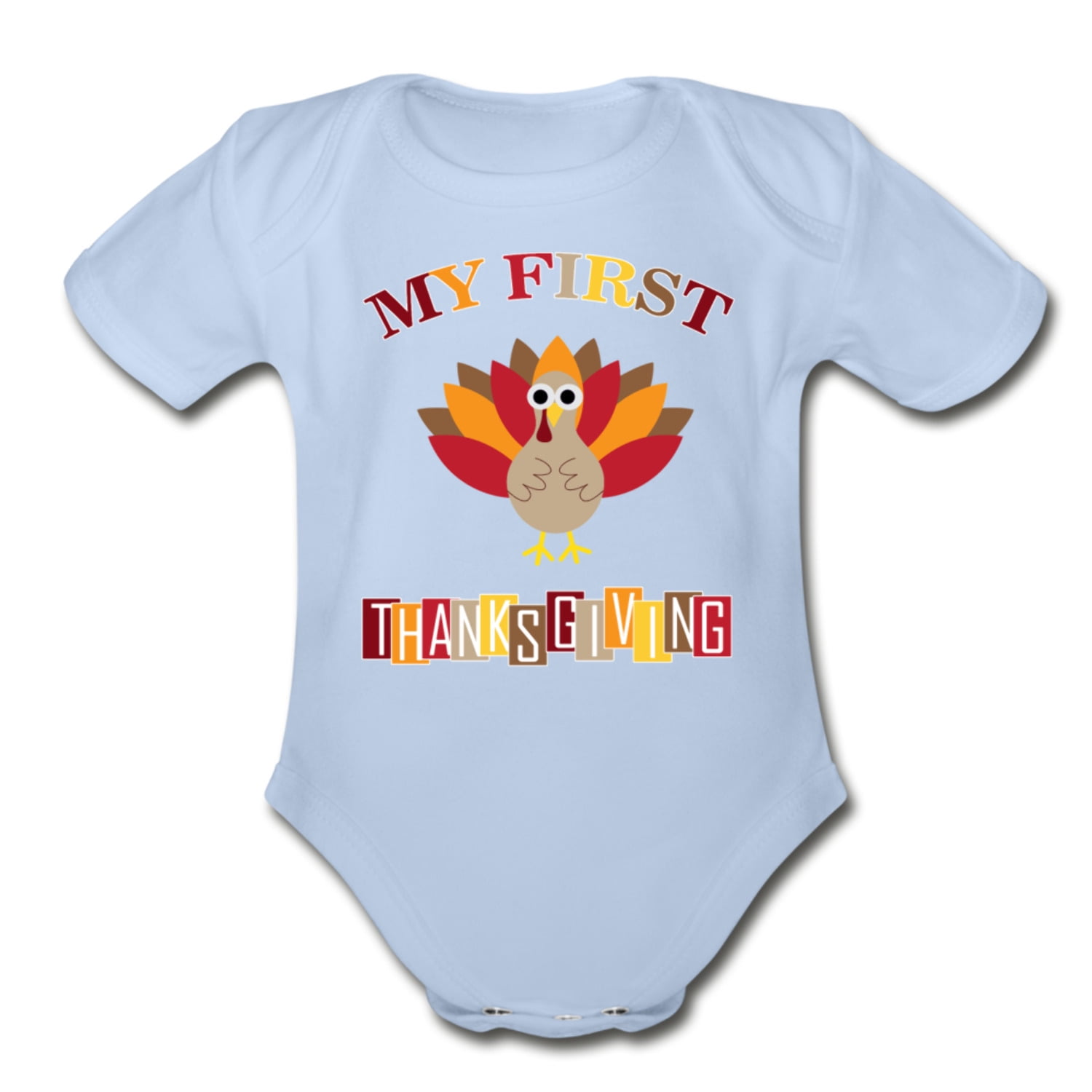 My First ThanksGiving (Turkey) - Organic Short Sleeve Baby Bodysuit