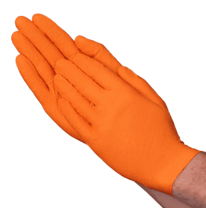 LifeGuard Orange Nitrile 8 mil Heavy Grip Industrial Gloves - Latex Free & Powder Free - 100/BX - 10BX/CS - Case of 1000 Gloves