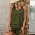 thumbnail image 6 of FNFYFH Womens Short Sets 2 Piece Summer Beach Vacation Outfits Sleeveless Pleated Tank Top and Shorts Matching Sets Women Clothing, 6 of 6