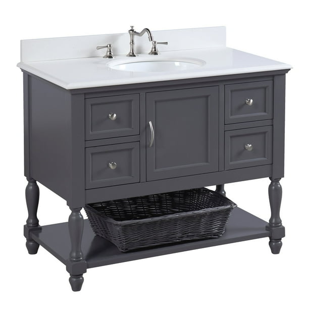 Beverly 42" Bathroom Vanity with Charcoal Gray Cabinet ...