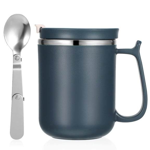 Worgeous 1 Set Tea Cup Stainless Steel Loose Leaf Tea Mug Travel Tea Steeping Mug Coffee Tumbler Coffee Mug With Lid Folding Spoon 401-500ml