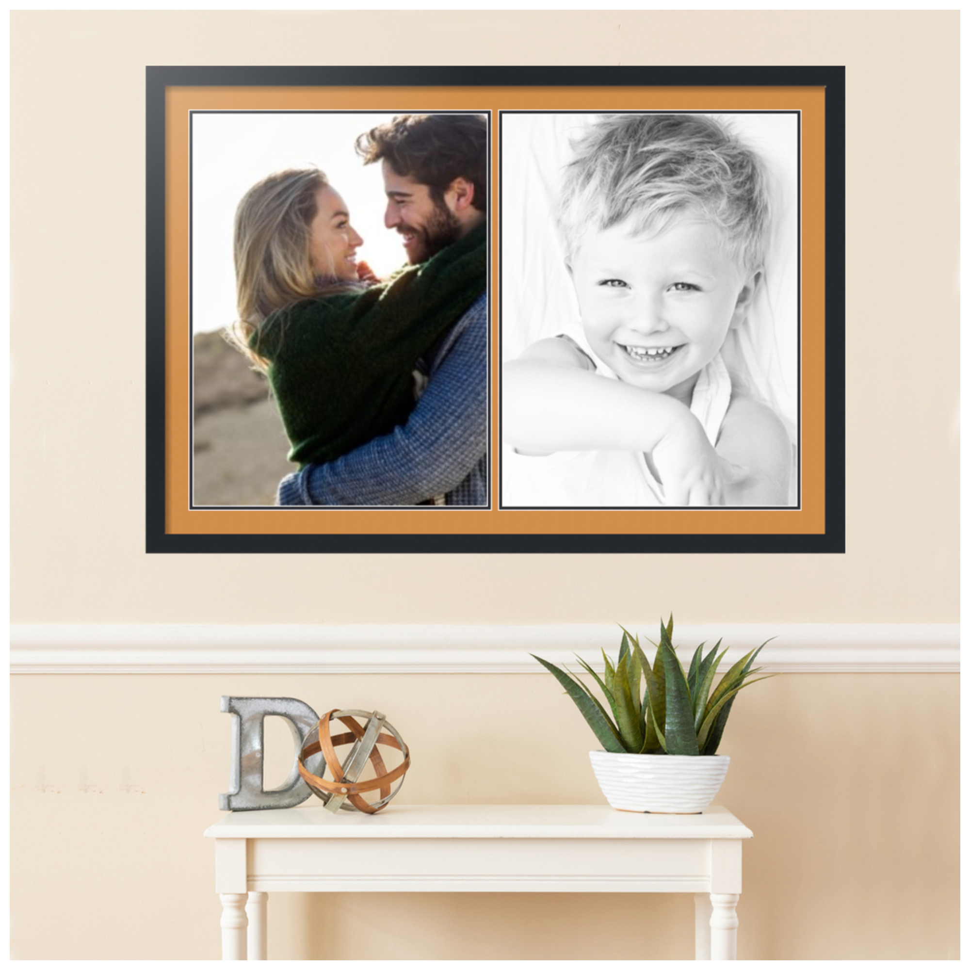 ArtToFrames Collage Photo Picture Frame with 2 - 18x24" Openings, Framed in Black with Amber and Black Mats (CDM-3926-1423)