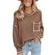 thumbnail image 1 of Blusa de mujer de fibra de poliéster con cuello redondo y hombros caídos, camisa informal de manga larga para Otoño e Invierno, 1 of 6