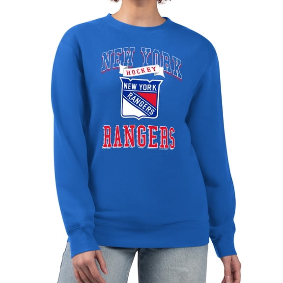 Women's G-III 4Her by Carl Banks Blue New York Rangers Team Logo Tri-Blend Fleece Pullover Sweatshirt