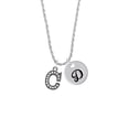 thumbnail image 2 of Delight Jewelry Black Nickeltone Crystal Initial - C - Beaded Border - Silvertone Script Initial Disc - D - Charm Necklace, 20"+3", 2 of 4
