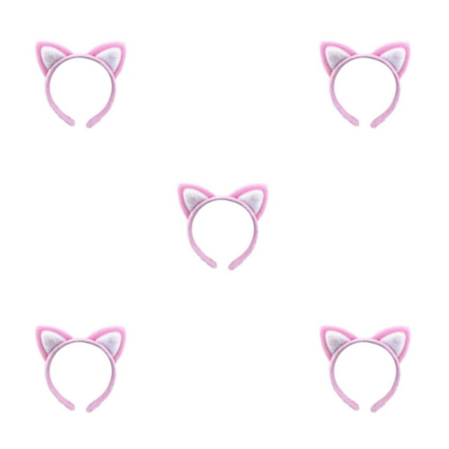 Minnieouse Diadema con orejas de gato de dibujos animados de tela, accesorios simples para el cabello de meticulosos, rosa y blanco Type2 NO2