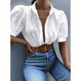 thumbnail image 6 of Gynyvoja Womens Summer Tops Cute Boho Blouses Beach Vacation Spring Outfits Eyelet Embroidered Clothes White L, 6 of 7