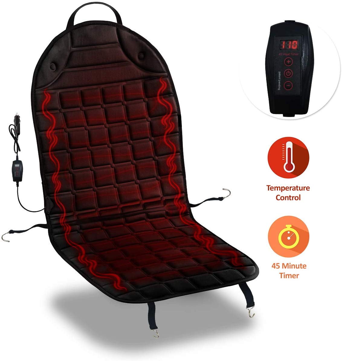 Zone Tech Car Heated Seat Cover Cushion Hot Warmer Fireproof NEW and