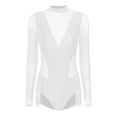 thumbnail image 3 of Haitryli Womens Shiny Rhinestones Leotard Mock Neck Latin Jazz Ballroom Leotard Dance Bodysuit White L, 3 of 7