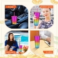 thumbnail image 5 of Taza de plástico con pajita de doble capa, color arcoíris de 700ml, taza práctica helada para bebidas, 5 of 5