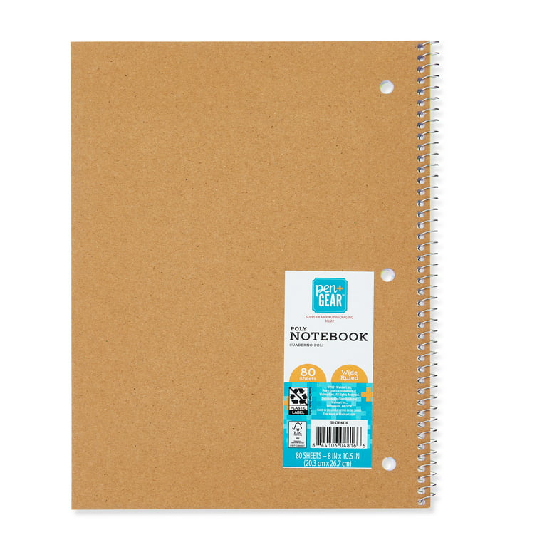 Pen + Gear 1-Subject Notebook, Wide Ruled, 80 Sheets, 10.5 x 8 