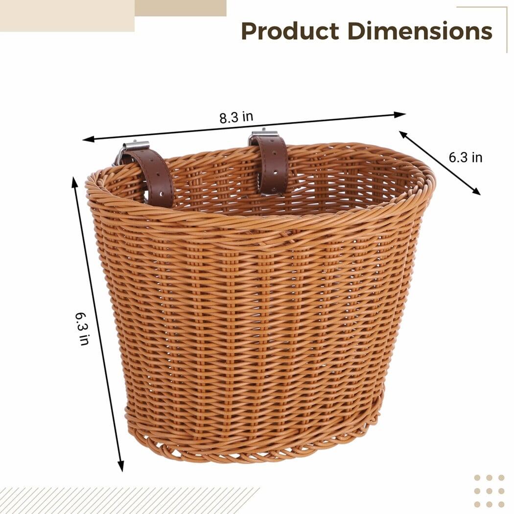 Panier Vélo Avant En Osier – Tressé Rétro, Rangement Guidon