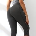 thumbnail image 5 of Capri Leggings for Women Tummy Control High Waisted Yoga Pants Knee Length Workout Gym Running Athletic Fitness Tights Dark Gray 00*yoga pants S, 5 of 7
