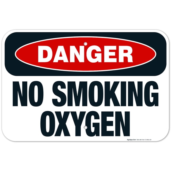 No Smoking Oxygen Sign, OSHA Danger Sign, 12x18 Aluminum