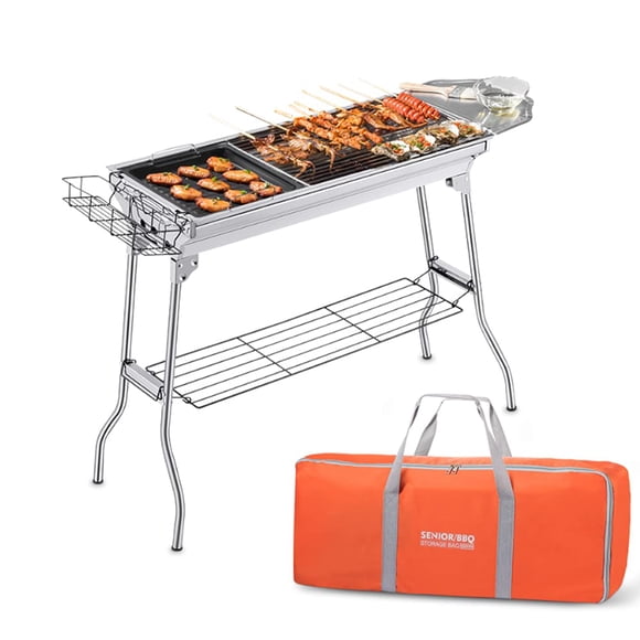 Portable Charcoal Grill,Outdoor BBQ Grill for Christmas Picnic, Thanksgiving Family Gathering and Backyard Barbecue,With Storage Bag & Non-Stick Frying Pan