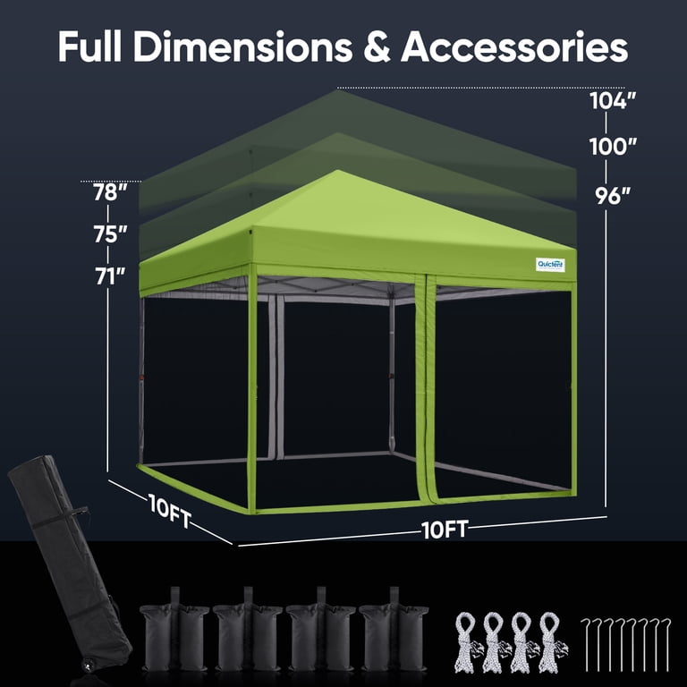 Quictent 10x10' Instant Pop-up Canopy Tent, Outdoor Shelter, Green