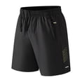 thumbnail image 3 of Big & Tall Athletic Shorts for Men Solid Casual Elastic Waist Breathable Workout Gym Running Shorts with Zipper Pockets (M, Black), 3 of 8