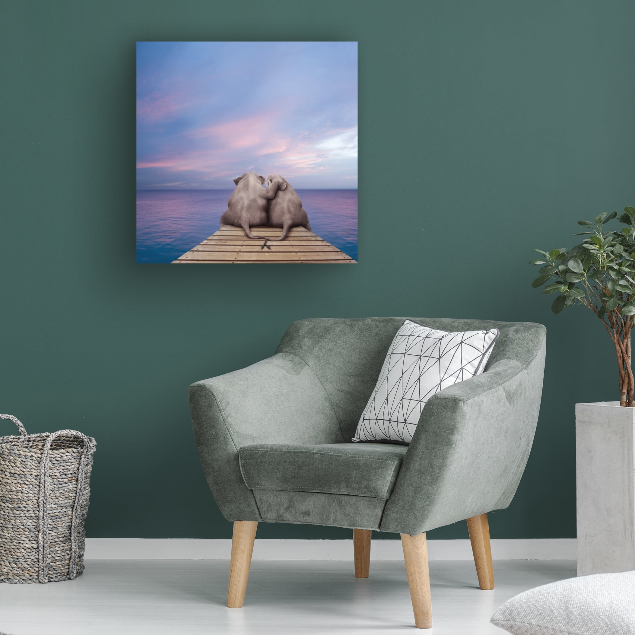 Canvas Wall Art - Lund Roeser 'Pachyderm Pier' Wall Art for Living Room, Bedroom, or Office Décor by Trademark Fine Art - 35 x 35 Inches
