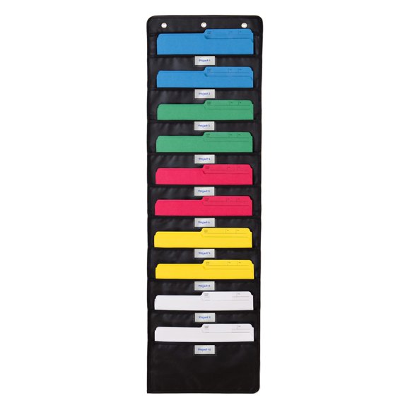 WallDeca Hanging File Organizer | Letter-Sized, Storage Pocket Chart for Office and School, Wall Mount Hanging File Holder (10 Poc