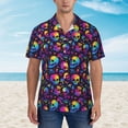 thumbnail image 2 of Pofeuu mushroom rainbow color Skull Print Hawaiian Shirt for Men Sleeves Casual Button Down Summer Beach Dress Shirts T-Shirts,Medium, 2 of 7