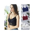 thumbnail image 3 of Women Sexy Lingerie Lace V-Neck Crochet Bralette Bra Crop Tops Cami Padded Tank, 3 of 3