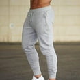 thumbnail image 3 of IYTR Mens Athletic Pants Solid Color Comfy Casual Elastic Waist Drawstring Slim Fit Pants Sport Fitness Pants With Pocket Gray M, 3 of 6