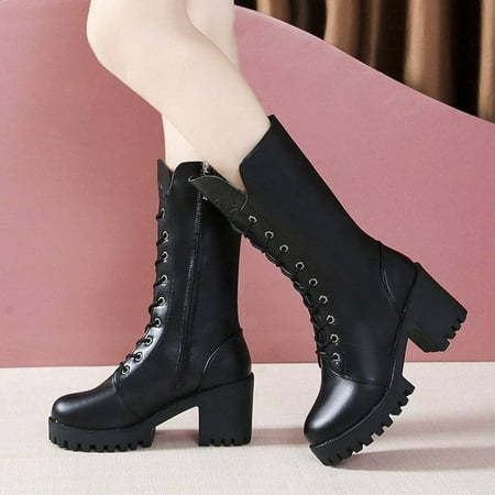 

Womens Leather Non-slip Slip-On Round Toe Low-heeled Shoes Western Cowboy Boots