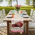 thumbnail image 4 of Table Runners 72 Inches Long Dress Scarves, Valentine's Day Farmhouse Kitchen Table Runner, Coffee Tablerunners, Red Roses Car Love Hearts Romantic Burlap 18x72 Inch, 4 of 9
