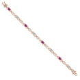 thumbnail image 3 of Gem Stone King 18K Rose Gold Plated Silver Pink Created Sapphire and Lab Grown Diamond Bracelet for Women | 4.01 Cttw | Gemstone September Birthstone | Oval 6X4MM | Length 7.25 inches, 3 of 6
